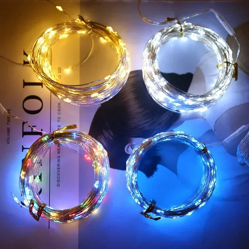 USB LED String Lights Copper Silver Wire Garland Light Waterproof LED Fairy Lights For Christmas Wedding Outdoor Decoration