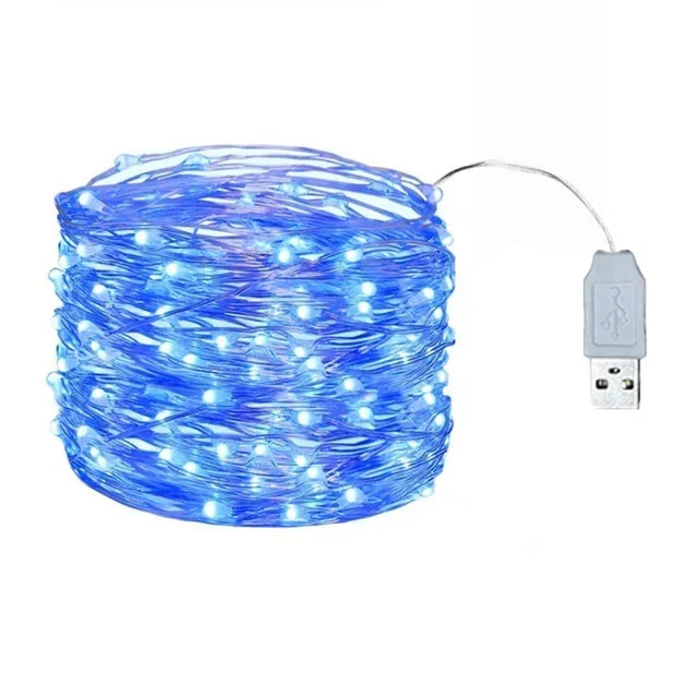 USB LED String Lights Copper Silver Wire Garland Light Waterproof LED Fairy Lights For Christmas Wedding Outdoor Decoration