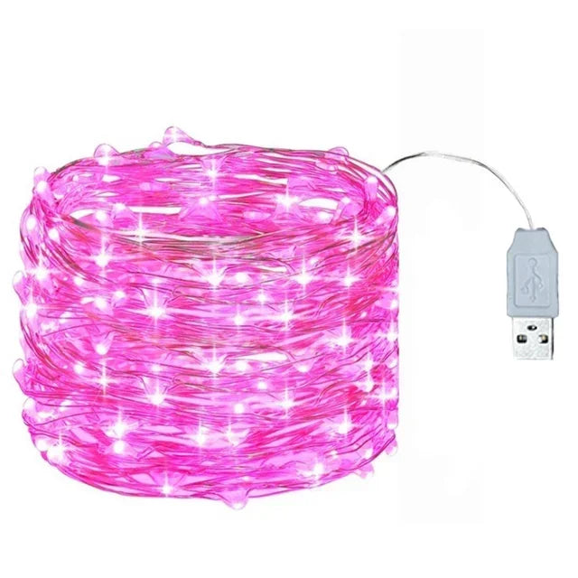 USB LED String Lights Copper Silver Wire Garland Light Waterproof LED Fairy Lights For Christmas Wedding Outdoor Decoration