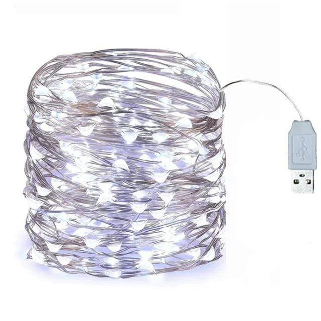 USB LED String Lights Copper Silver Wire Garland Light Waterproof LED Fairy Lights For Christmas Wedding Outdoor Decoration